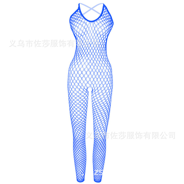 Rose Lace Sexy Lingerie Set - Sheer Mesh Bodysuit with Floral Embellishment for Women - sapphire