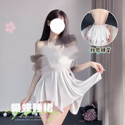 Sexy deep v backless butterfly bow vintage lingerie nightdress with built-in pads for women.