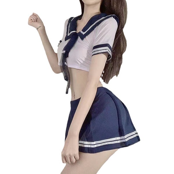 Sexy butterfly rain jk uniform sailor outfit featuring a sailor-style top with a tie-front and pleated skirt, perfect for rol...