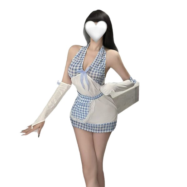 Cherry romance lingerie set featuring a seductive maid costume with a sexy pencil skirt and matching sleepwear, perfect for t...