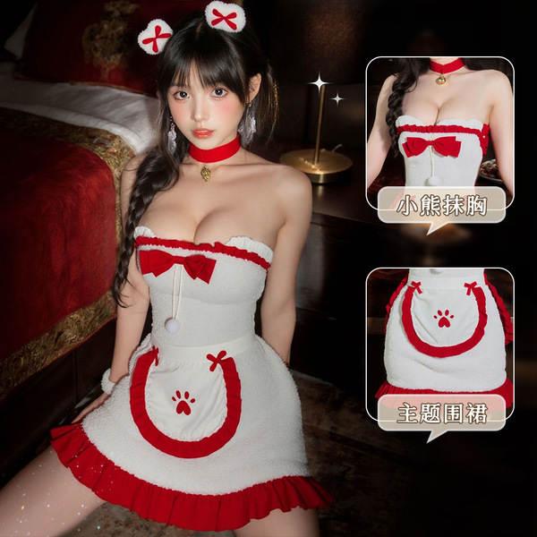 Sexy bunny costume for women - christmas-themed lingerie outfit, perfect for festive stages and parties, featuring prominent ...