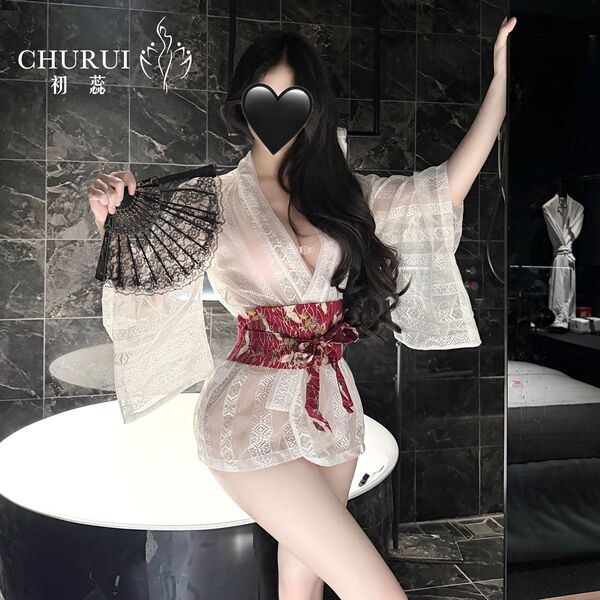 Churui vintage chinese lingerie set - hanfu-inspired sheer palace-style costume with detachable train
