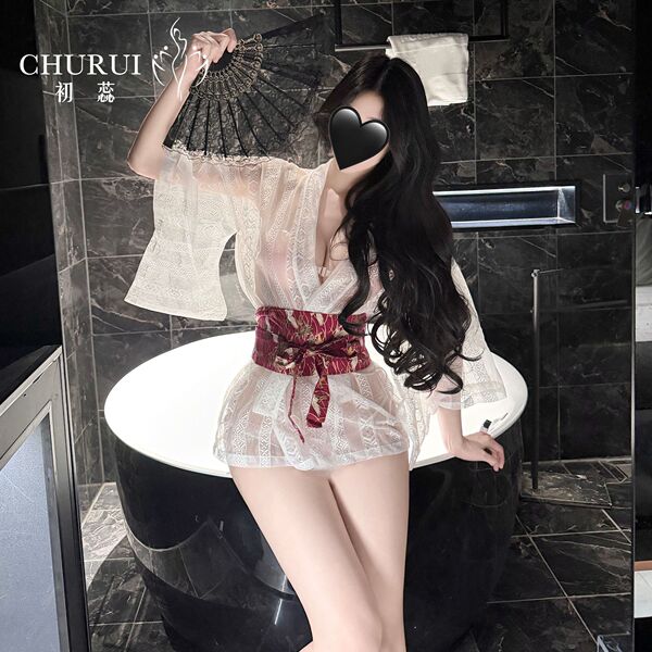 Churui vintage chinese lingerie set - hanfu-inspired sheer palace-style costume with detachable train