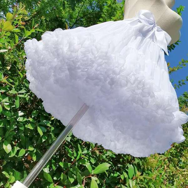 Anime Maid Costume - Cute Lolita Cosplay Dress for Halloween, Anime Convention & Role Play - White cloud-patterned petticoat (one size fits all)
