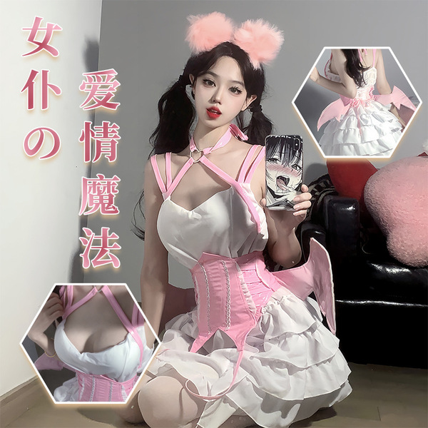 Cute kawaii maid costume set featuring creamy sweet devil and innocent girl designs, perfect for cosplay with charming detail...