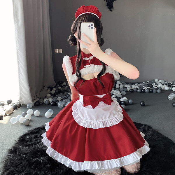 Anime Maid Costume - Cute Lolita Cosplay Dress for Halloween, Anime Convention & Role Play - Birth of 331 Red