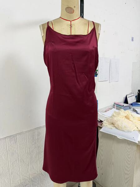 Sexy Satin Sleep Dress & Robe Set – Slip-On Sleeveless Nightgown with Slit Skirt, Luxe Lingerie-Inspired Pajama Ensemble - Dark red