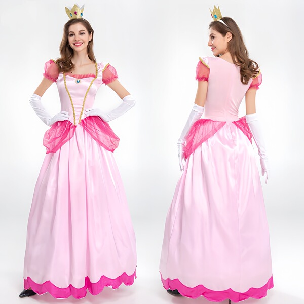 Japanese Maid Costume Dress - Long Sleeve Cute Lolita Student Outfit, Sexy-Cute Cosplay Dress for Women - Pink adult female Princess Aurora dress + crown + gloves