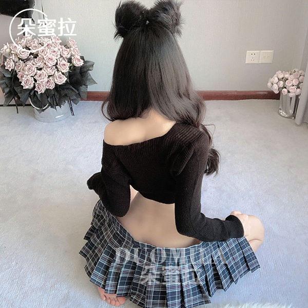 Sexy domila lingerie set featuring cute schoolgirl jk sweater with sheer mesh design, perfect for women.