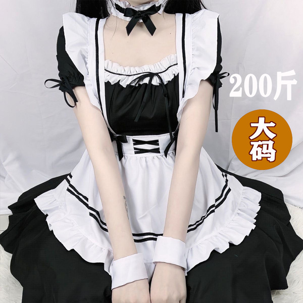Double-child plus size japanese maid costume - cute lolita student uniform cosplay dress set for women