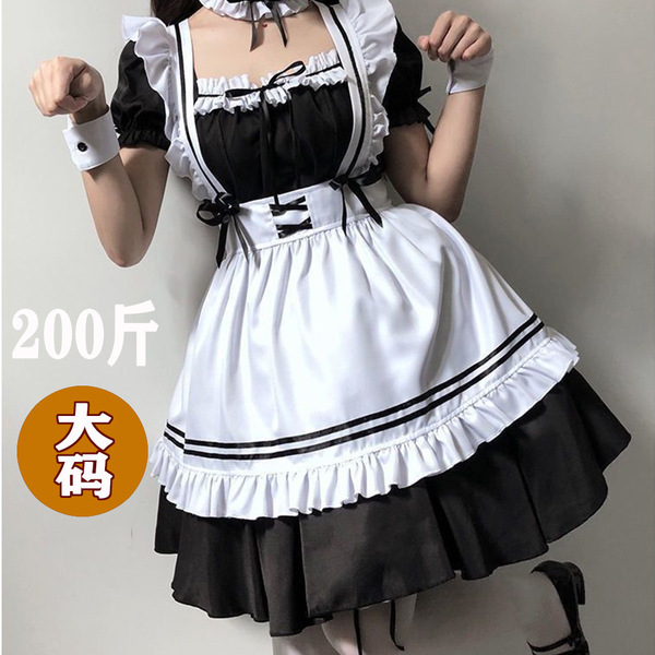 Double-child plus size japanese maid costume - cute lolita student uniform cosplay dress set for women