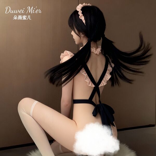 Sexy dowemier maid costume with soft lingerie set, perfect for date night ensembles