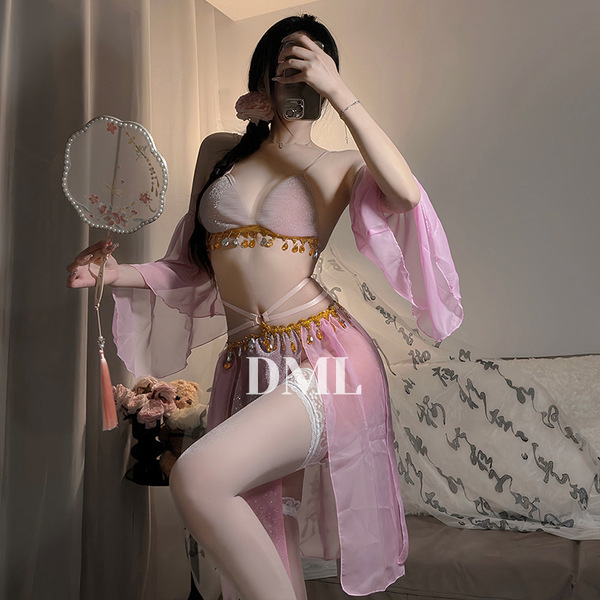 Dunhuang feitian dance costume - chinese ancient style erotic hanfu lingerie, no-remove sensual outfit featuring delicate pin...