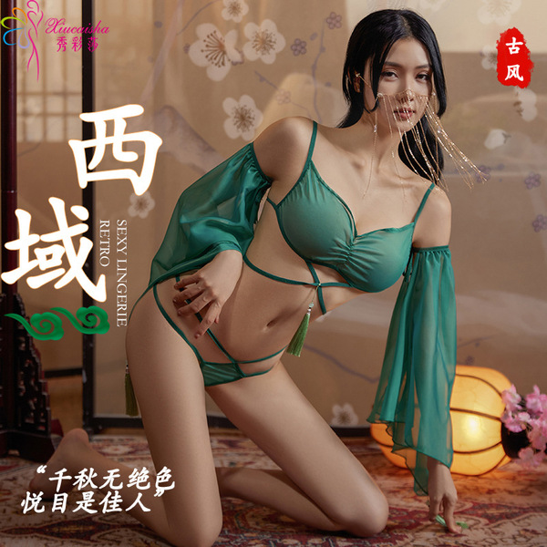 Dunhuang-inspired sheer lingerie set - chinese hanfu-style erotic sleepwear for women, no-remove design
