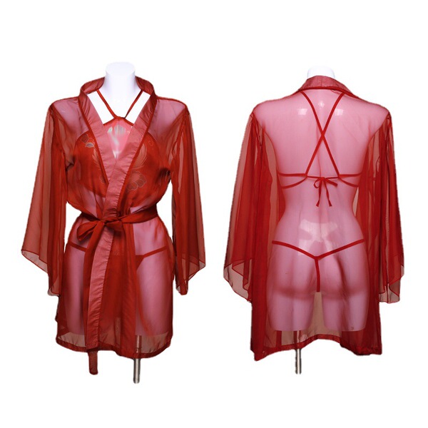 Dunhuang-inspired sheer robe with intricate design, perfect for erotic sleepwear. features no-remove style and elegant chines...