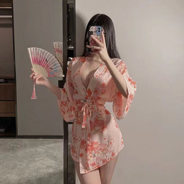 Elegant hanfu lingerie set - sexy chinese silk sleepwear & qipao-inspired seductive outfit featuring floral patterns and flow...