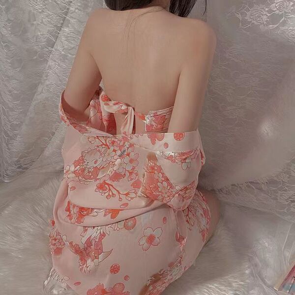 Elegant hanfu lingerie set - sexy chinese silk sleepwear & qipao-inspired seductive outfit featuring floral patterns and deli...