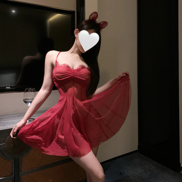 Elegant sheer lace sleep dress with delicate mesh camisole design, perfect for small bust women seeking sexy lounge wear.