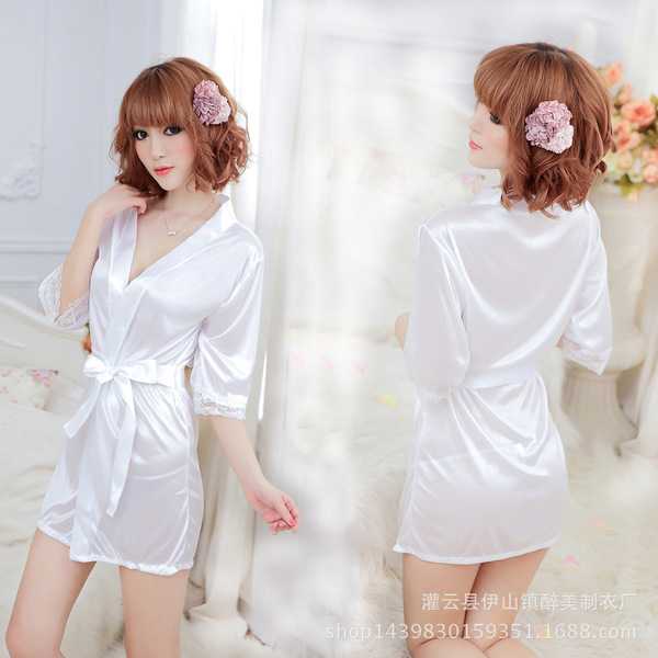 White satin sleepwear set featuring lace details, perfect for women seeking elegant comfort. plus size option available.