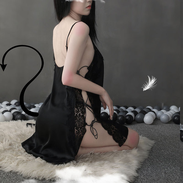 Sexy factory-outlet lingerie for women: seductive lace & tie-up sleep dress, provocative at-home outfit