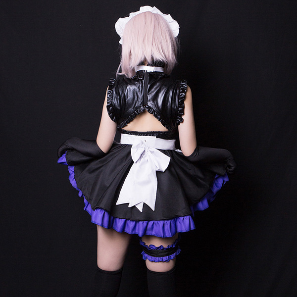 Fate grand order mash kyrielight maid cosplay costume - official style anime outfit for women featuring black leather top wit...