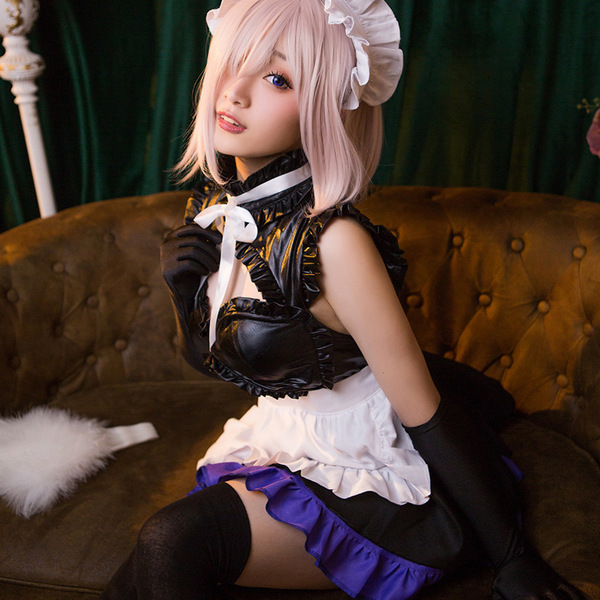 Fate grand order mash kyrielight maid cosplay costume - official style anime outfit for women featuring a black and white mai...