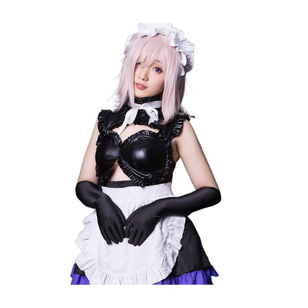 Fate grand order mash kyrielight maid cosplay costume - official style anime outfit for women featuring black and white maid ...