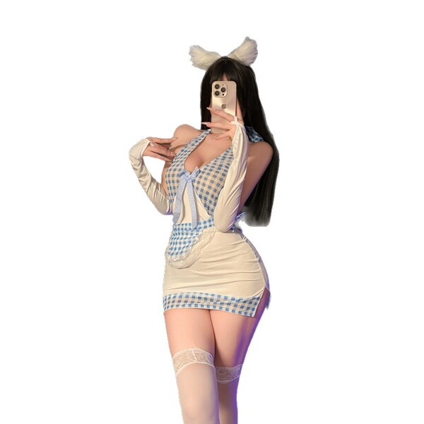 Fei niao moon gazer lingerie set featuring sheer maid costume with sexy pencil skirt and matching sleepwear, perfect for them...