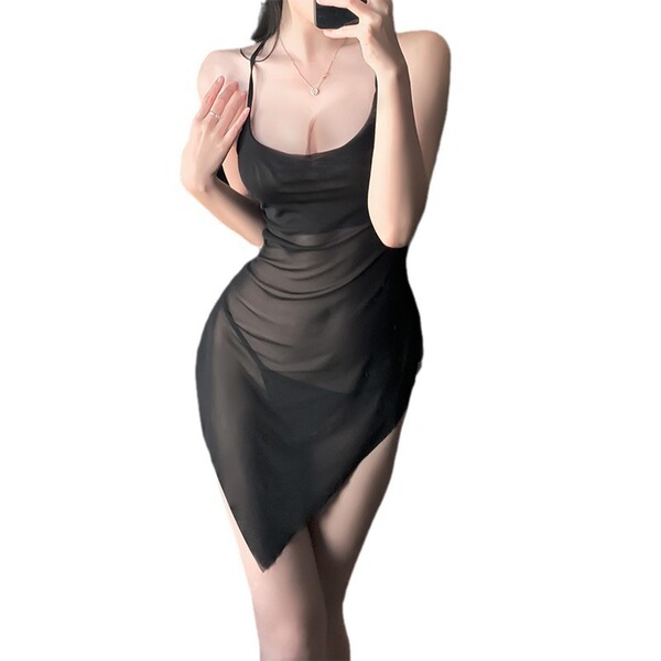 Feitiyu seductive lingerie dress - sweet & spicy sheer lace slip dress with crisscross back, sexy transparent nightwear