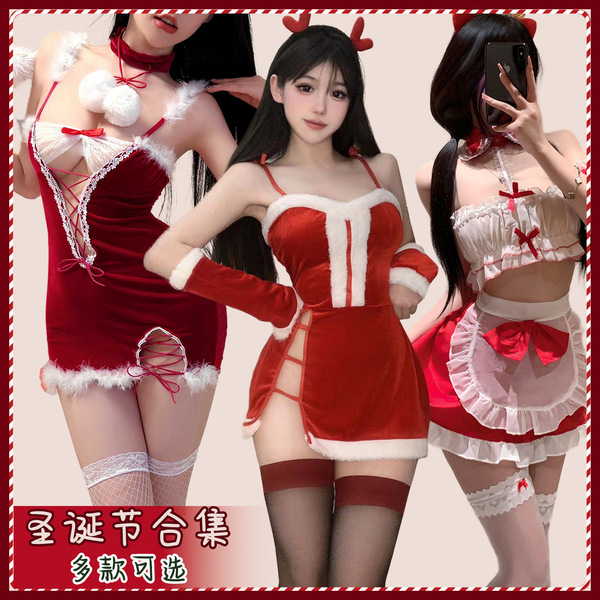 Festive red rabbit girl outfit - sexy new year chinese holiday boudoir dress set featuring festive red rabbit girl attire wit...