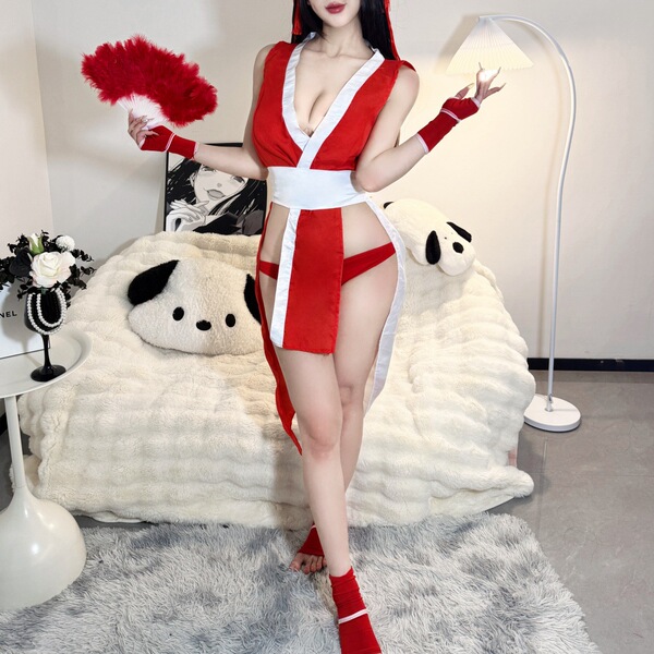 Sexy red and white honor of kings fire dance cosplay costume, featuring a kimono-style design perfect for stage performances ...