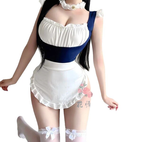 Floral sea maid costume set - cute & alluring role play lingerie bodysuit for women, featuring a charming maid outfit with fl...