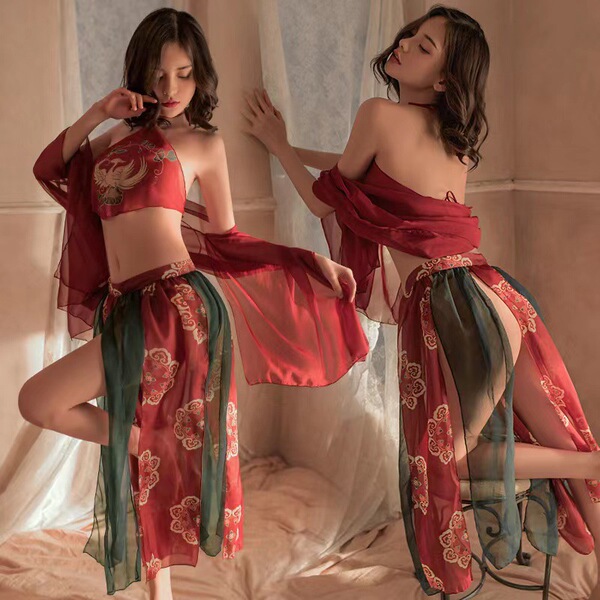 Fly tian princess hanfu lingerie - chinese ancient style cosplay outfit with seductive bodice & silk sleepwear, featuring int...