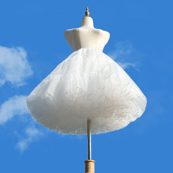 Lolita Petticoat Skirt Support - 4-Layer Soft Tulle Cloud Hoop Skirt for Daily Wear & Cosplay - Four-layer gauze support, 50cm, white