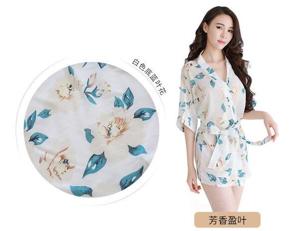 Passion Youmei Butterfly Lingerie Set for Women – Sheer Chiffon Kimono Robe & Sexy Sleep Dress, Wholesale Factory Direct - fragrant leaves