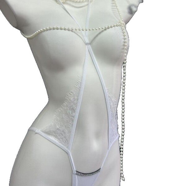 French-Style Lace Mesh Bikini Panties for Women – Sheer Cross-Strap Cotton-Crotch Sexy Lingerie thumbnail