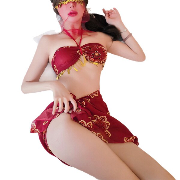 Gangdao sensual sheer dancewear hanfu bralette featuring gold-embossed designs, perfect for chinese-inspired elegance and all...