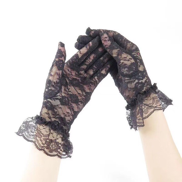 Mannyqing Lace Bodysuit Set - Sexy Sheer Mesh Babydoll with Garter Stockings & Matching Sleepwear - 046 gloves