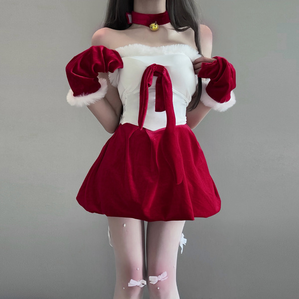 Golden night sexy christmas bunny girl costume - seductive lingerie set with bow & wings