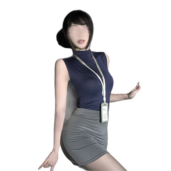 Golden night sexy lingerie set - pure & tempting secretary skirt air hostess costume nightclub no-remove outfit