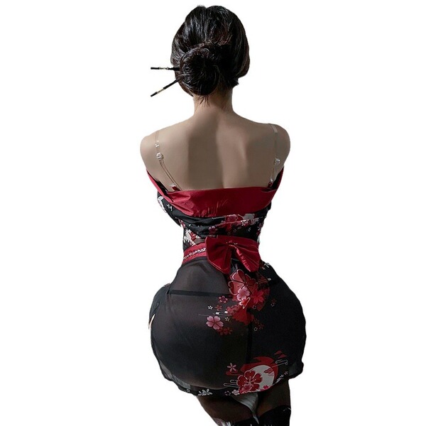 Gorgeous style sensual off-shoulder kimono sheer robe - japanese-inspired role play lingerie for women, featuring intricate f...