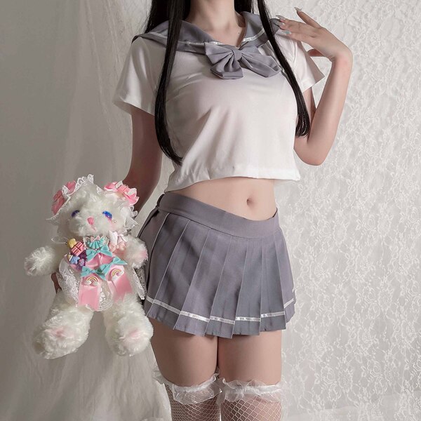 Sexy Student Skirt - Cute JK Uniform Style Short Skirt for Women, Playful & Alluring Schoolgirl-Inspired Outfit - grey