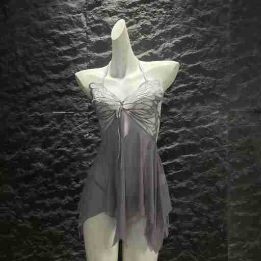 Sexy Backless Lace Sleep Dress with Butterfly Neck Strap - Sheer Mesh Lingerie Set for Women - grey