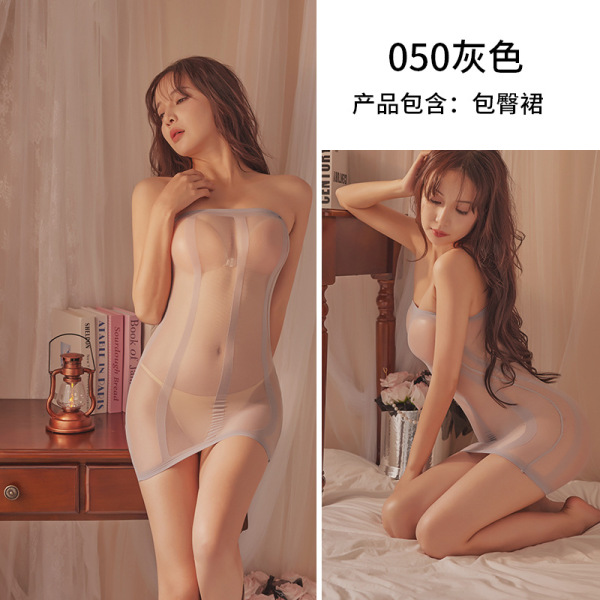 Qingyege Sheer Sexy Bodysuit for Women - Transparent Mesh Lingerie Set with Open-Crotch Design, Sensual Sleepwear & Stoc - grey