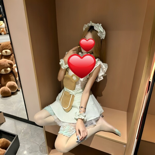 Plus Size Sexy Maid Costume - Flirty Chef Outfit with Ruffled Hem, Sweet & Playful Servant Set - Green outfit set [open-crotch bodysuit + apron + headband + neck ring + sleeves * 2]