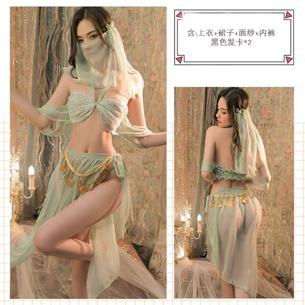 Sensual Hanfu Lingerie Set - Plus Size Ancient Chinese Style Busty Bodice & Matching Skirt, Erotic Palace-Inspired Outfi - H287