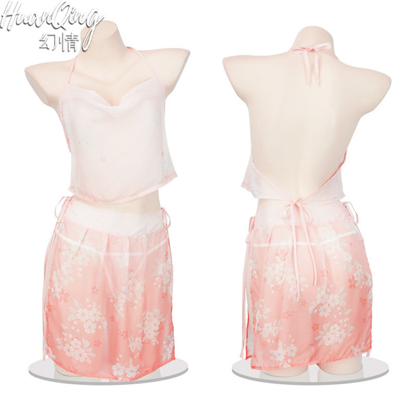 Vintage-inspired silk look belly dance bodice with sheer lace sleepwear set featuring delicate floral patterns and elegant de...
