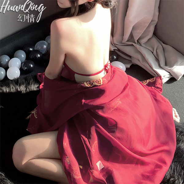 Sexy ancient chinese style hanfu lingerie set, silk-look bodysuit & tempting doudou outfit, perfect for elegant evening wear