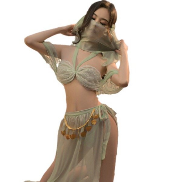 Elegant hanfu palace style outfit set featuring dunhuang-inspired design, lace details, and exotic elegance for a captivating...