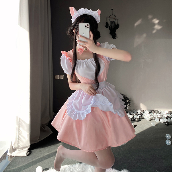Maid Costume Cosplay Dress - Cute Anime Cat Girl Lolita Outfit for Women - Love Maid Pink
